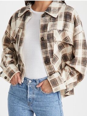 Free People James  Plaid Oversized Jacket Size M